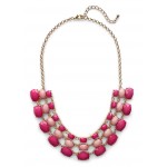 Rose Ombre Faceted Stone Cascade Statement Necklace
